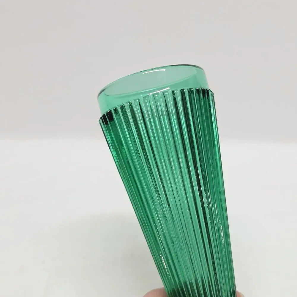 Vintage Emerald Green Pressed Glass Wine Goblet Or Small Vase Portugal